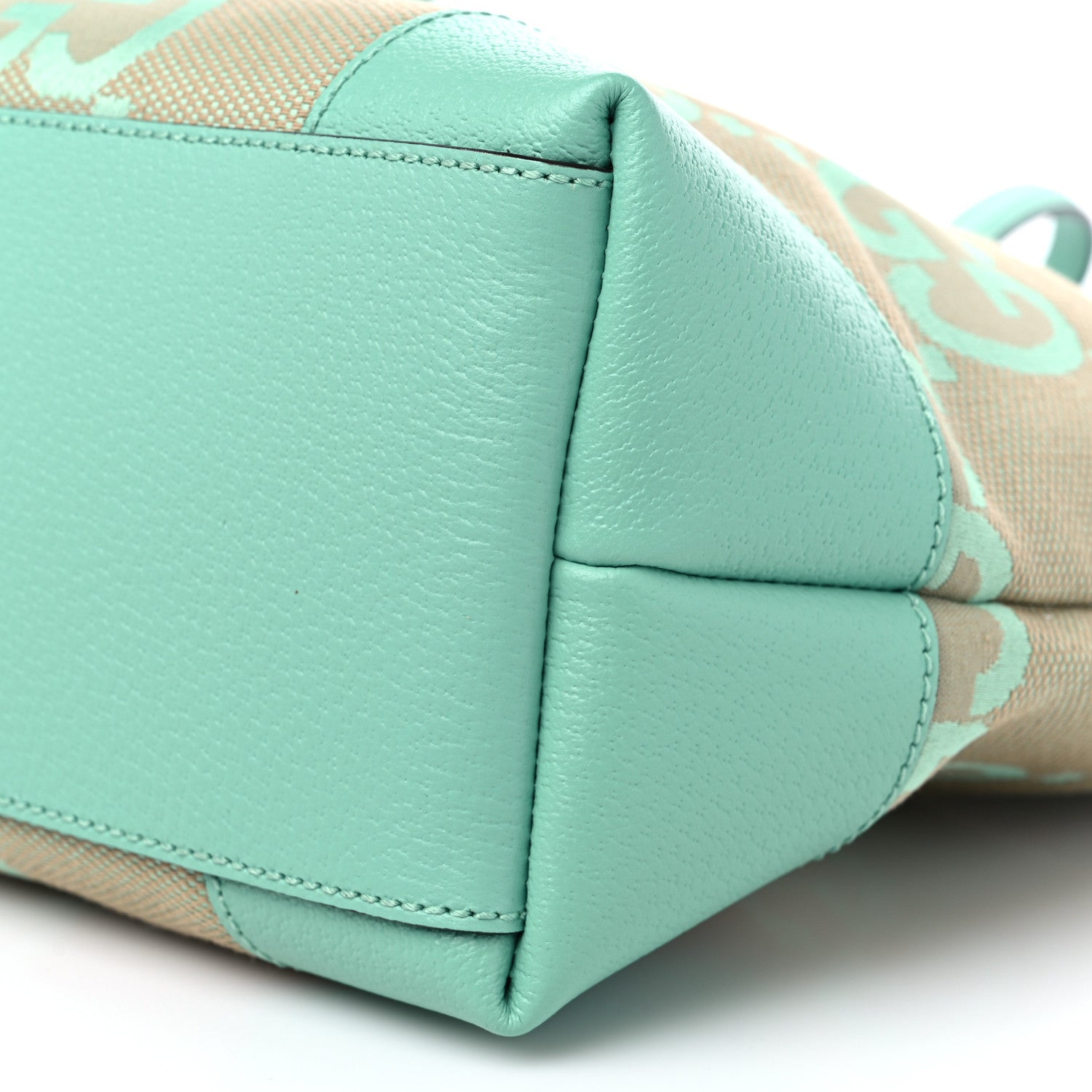 Gucci Monogram Jumbo GG Textured Dollar Calfskin Medium Ophidia Shopping Tote Beige Pepperlight Mint 9 of 10