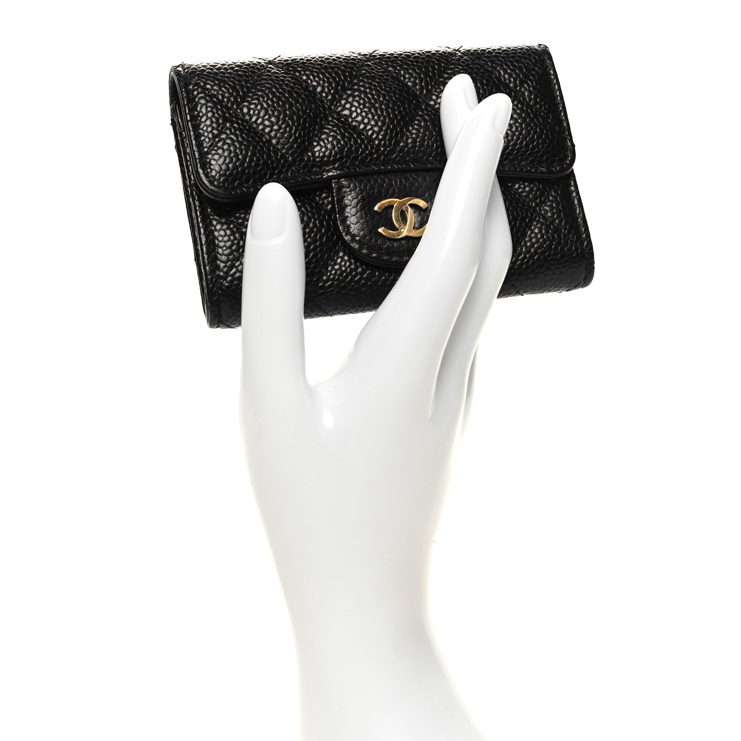 Chanel Caviar Quilted Flap Card Holder Wallet Black 2 of 9