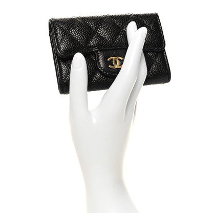 Chanel Caviar Quilted Flap Card Holder Wallet Black 2 of 9
