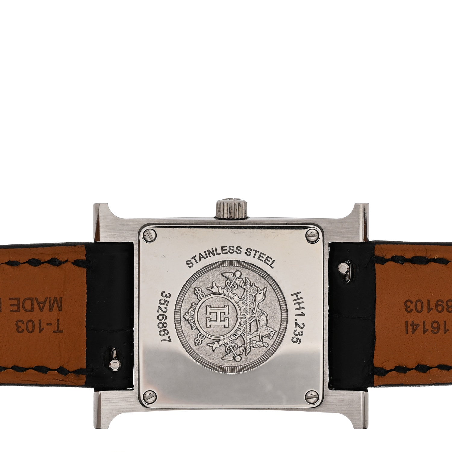 Hermes Stainless Steel Alligator Diamond Bezel Mother of Pearl 21mm Heure H Hour Quartz Watch Noir 4 of 5