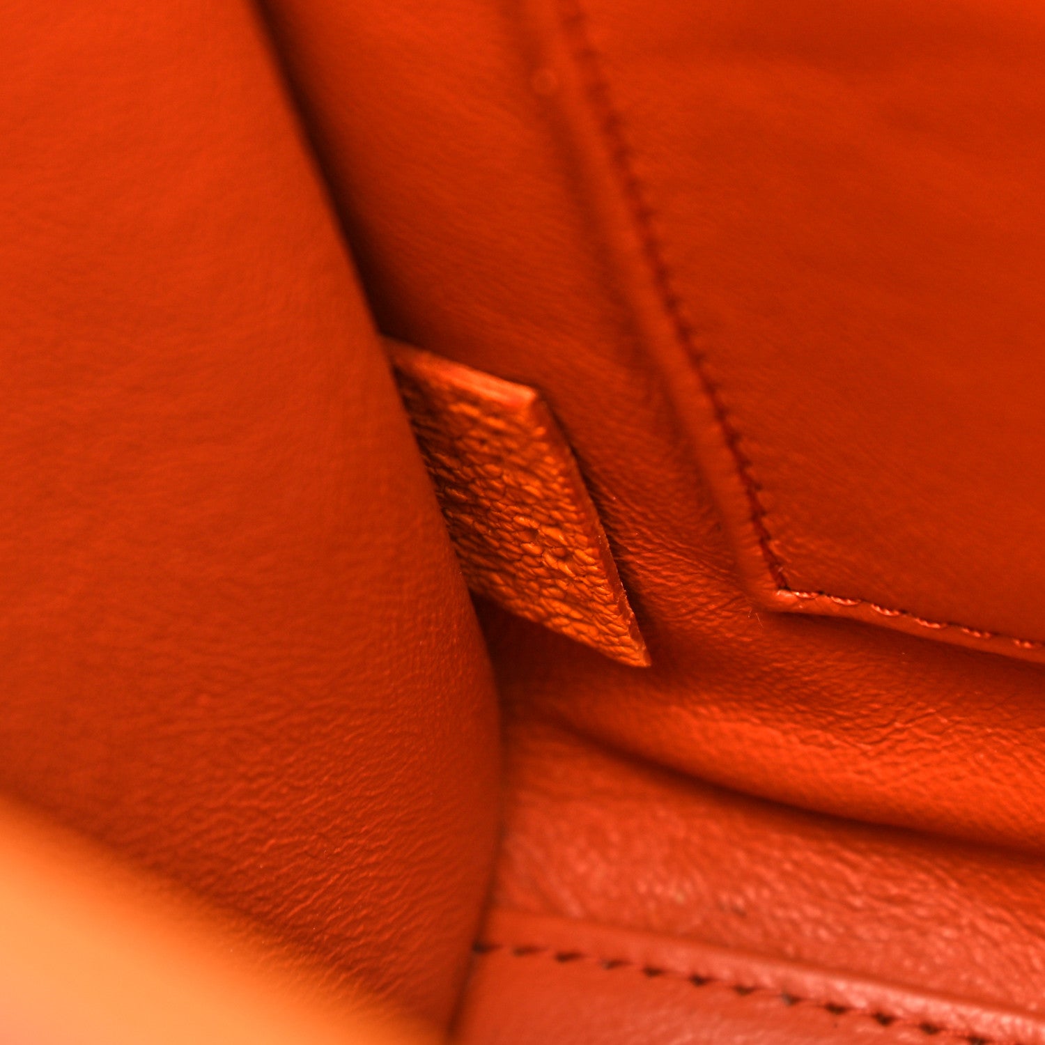 Celine Drummed Calfskin Nano Luggage Bright Orange 7 of 10