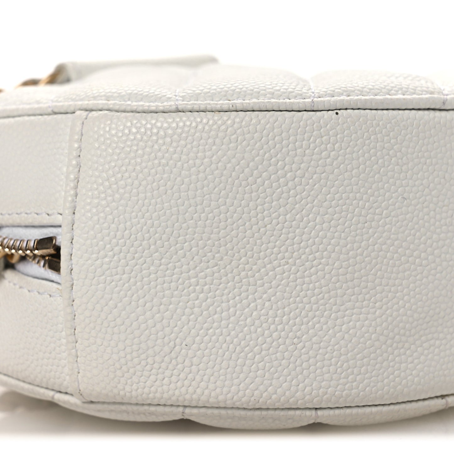 Caviar Quilted Chain Handle Round Clutch With Chain Bag  White