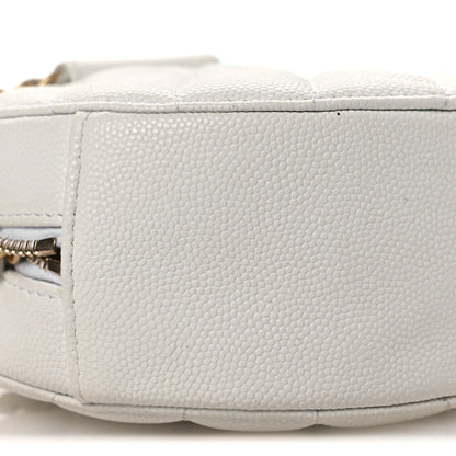 Chanel Caviar Quilted Chain Handle Round Clutch With Chain Bag  White 9 of 13