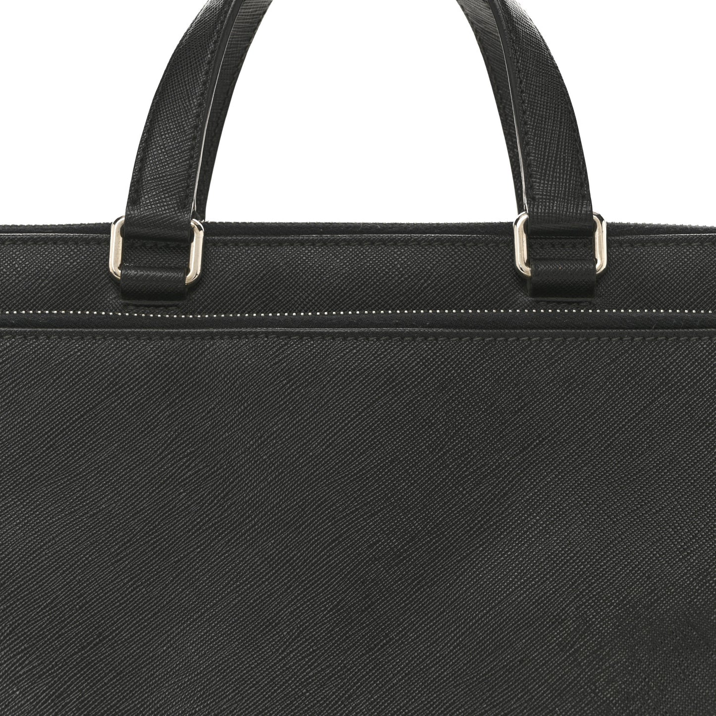 Saffiano Cuir Front Zip Pocket Briefcase Black