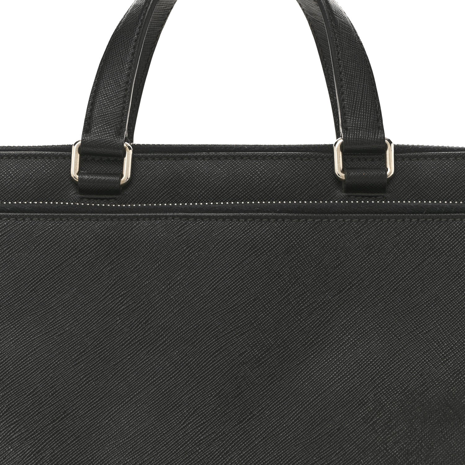 Prada Saffiano Cuir Front Zip Pocket Briefcase Black 9 of 14