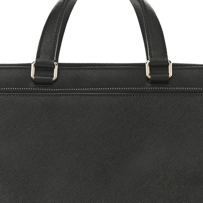 Prada Saffiano Cuir Front Zip Pocket Briefcase Black 9 of 14