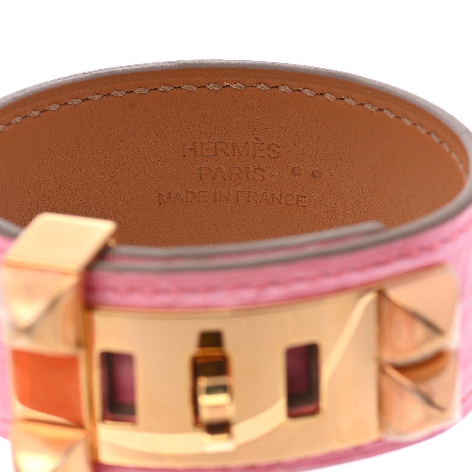 Hermes Matte Niloticus Crocodile Collier De Chien CDC 24 Bracelet T1 Rose Bubblegum 5 of 7