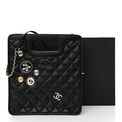 Chanel Aged Calfskin Small Charms Shopping Bag Black 10 of 10