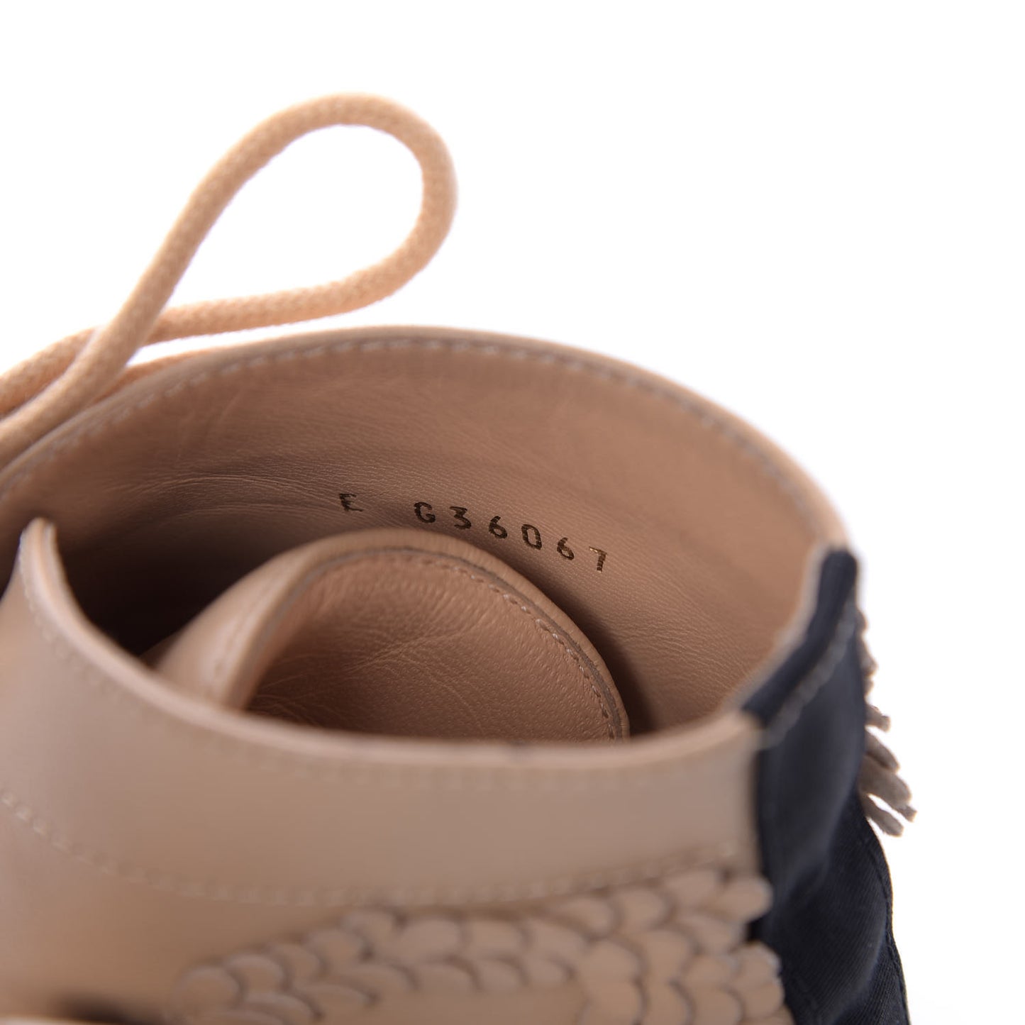 Embroidered Lambskin Grosgrain Lace Up Boots 38.5 Beige Black