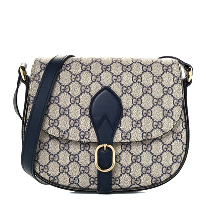Gucci GG Supreme Monogram Small Messenger Shoulder Bag Beige Blue Navy 1 of 10