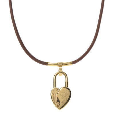Hermes Natural Bridle Annee De La Fantaisie Heart Cadena Lock Necklace Bouton 1 of 6