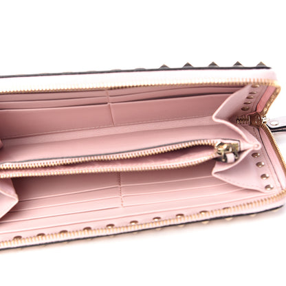 Valentino Garavani Calfskin Rockstud Zip Around Wallet Water Rose 5 of 9