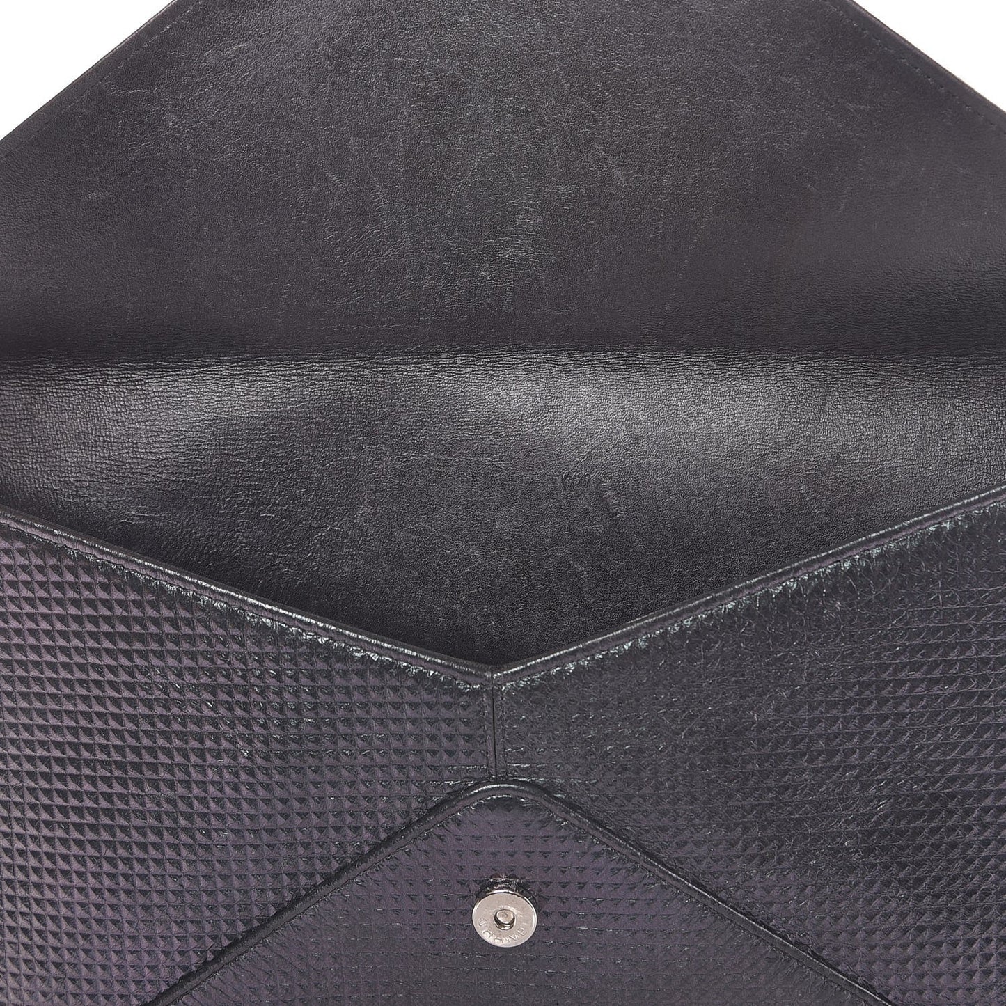 Metallic Lambskin Embossed Envelope Clutch Black