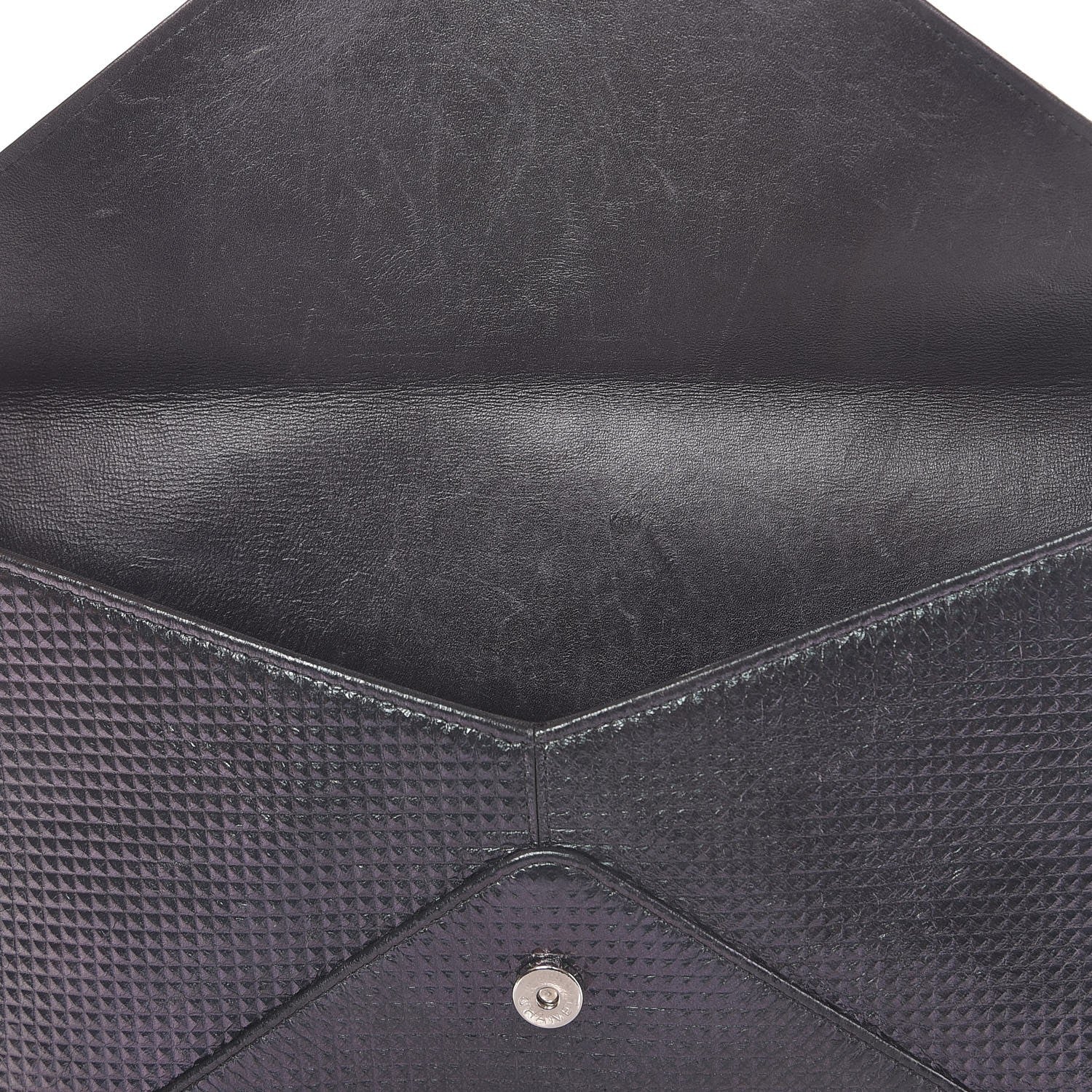 Chanel Metallic Lambskin Embossed Envelope Clutch Black 10 of 11