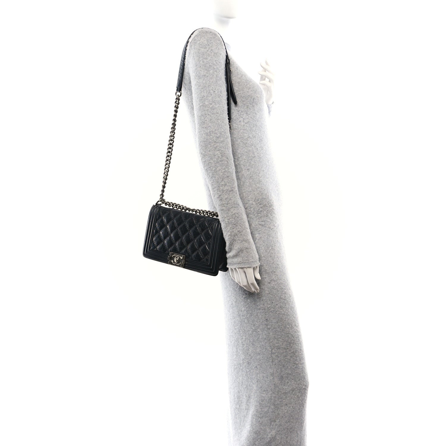 Chanel Calfskin Double Stitch Medium Boy Flap Black 2 of 11
