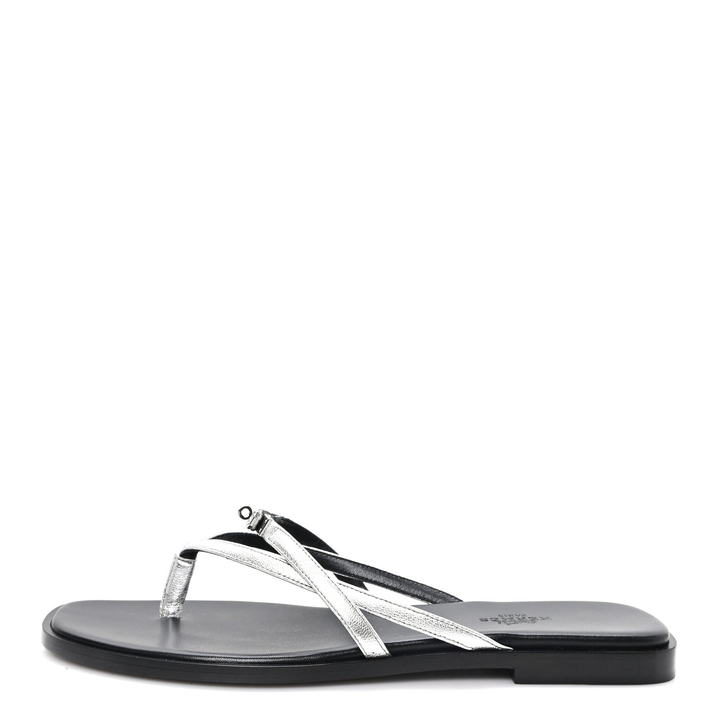 Metallic Goatskin Miss Sandals 39 Gris Argente
