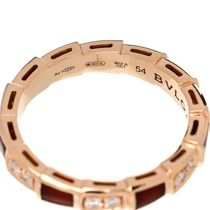 Bulgari 18K Rose Gold Diamond Carnelian 4mm Serpenti Viper Band Ring 54 6.75 4 of 5