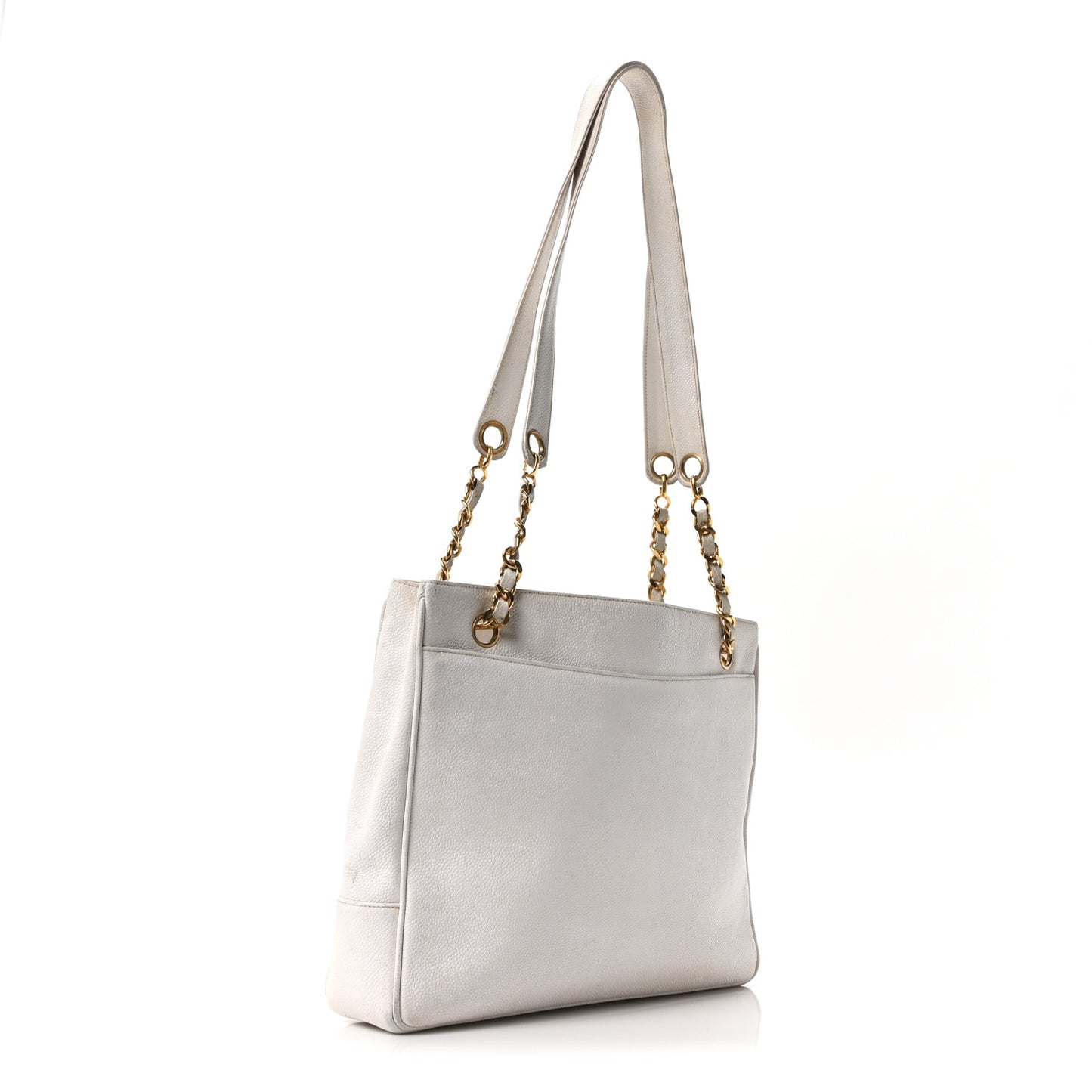 Caviar Flap Shoulder Bag White