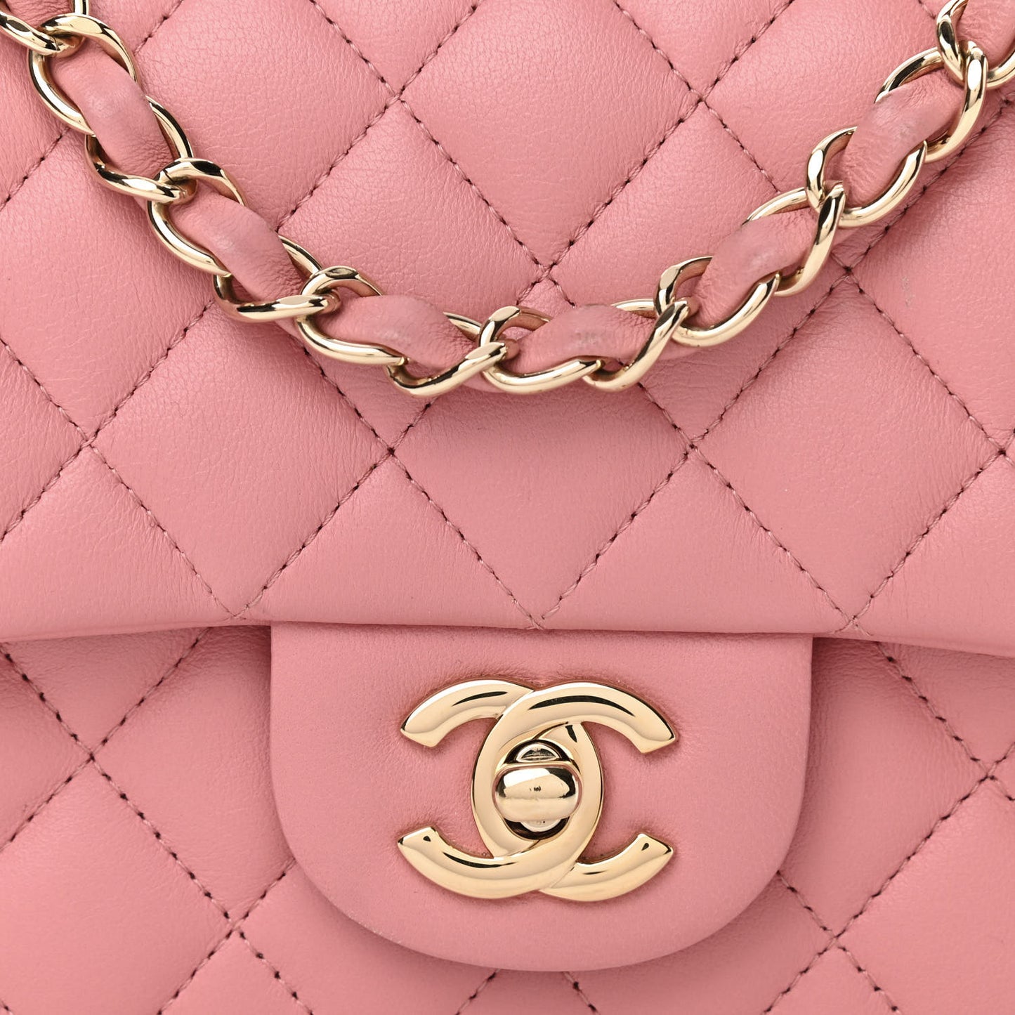 Lambskin Quilted Mini Square Flap Pink