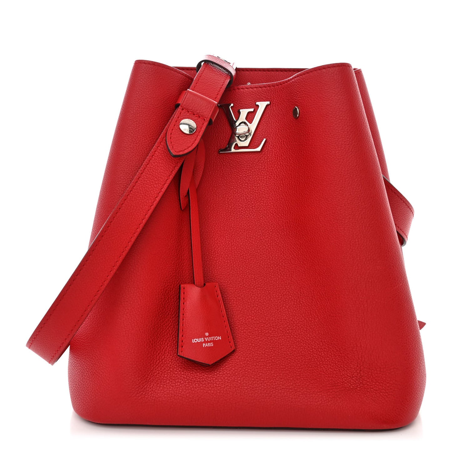 Calfskin Lockme Bucket Rubis