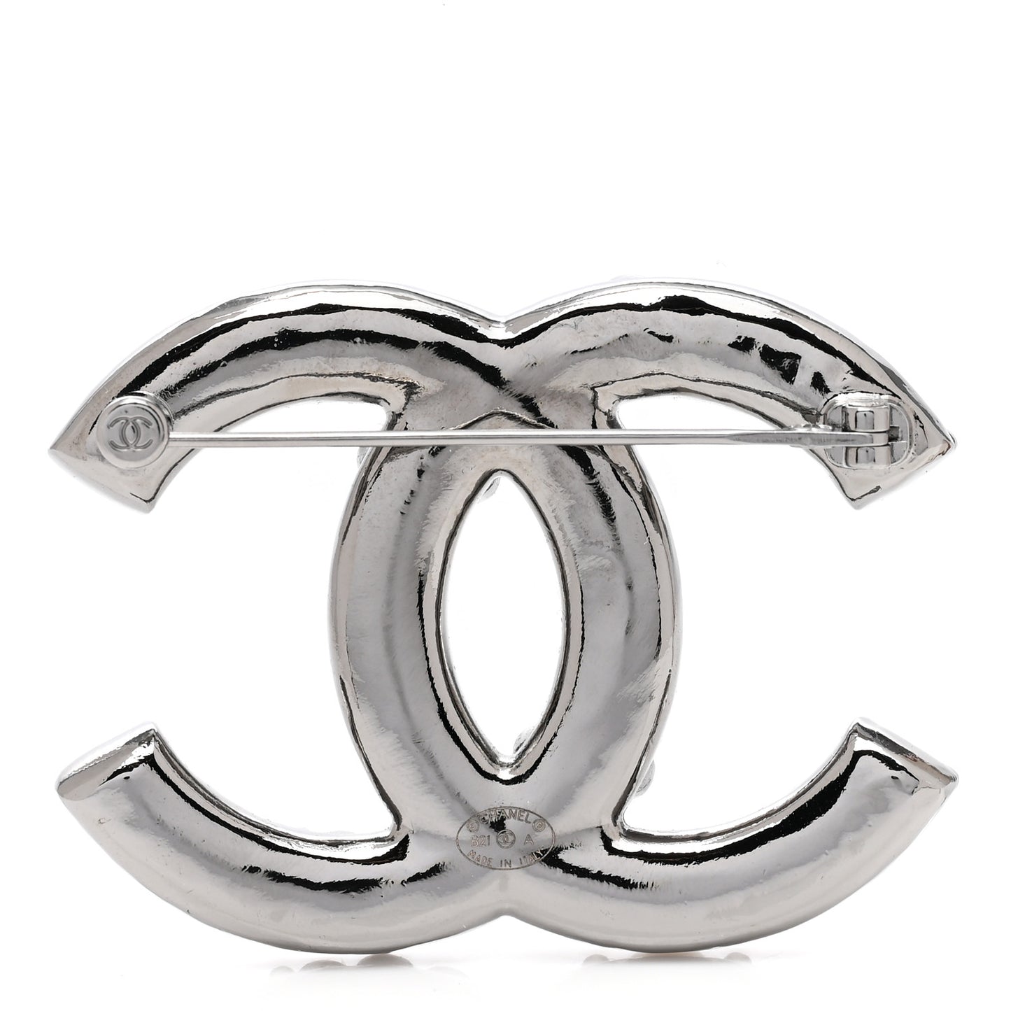 Pearl Crystal CC Brooch Ruthenium