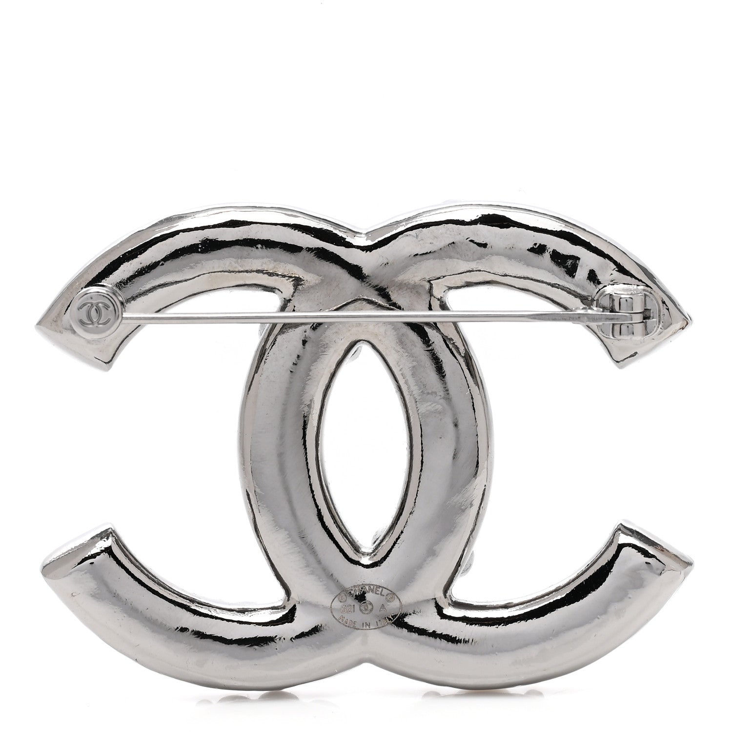 Chanel Pearl Crystal CC Brooch Ruthenium 3 of 4