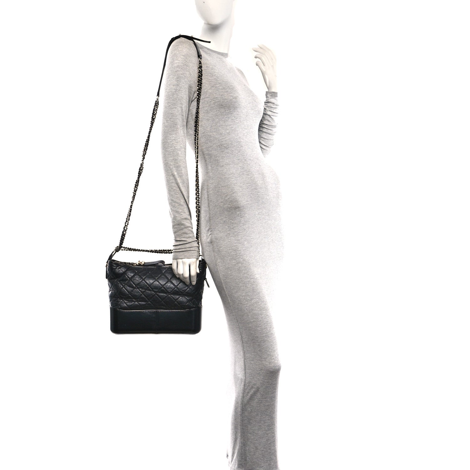 Chanel Aged Calfskin Quilted Medium Gabrielle Hobo Black 2 of 10