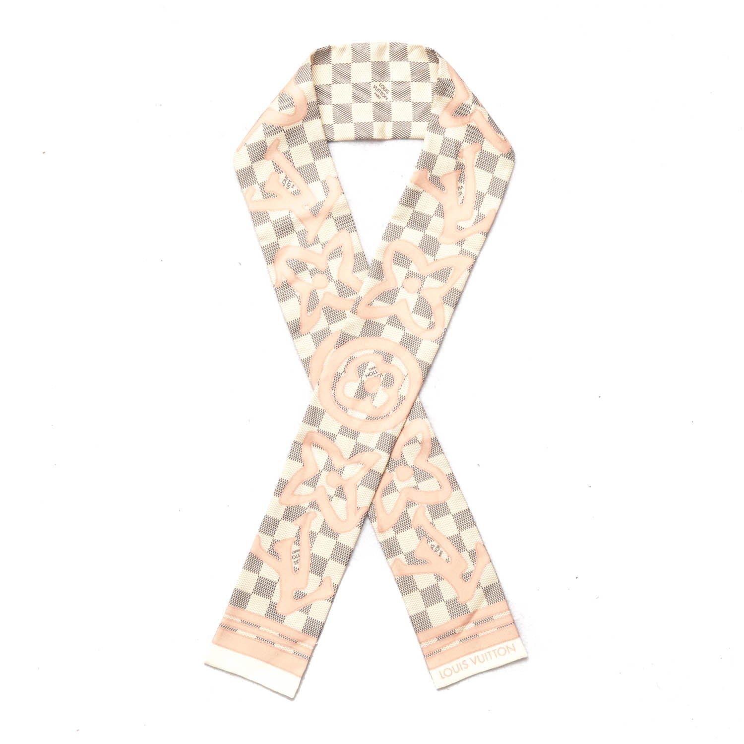 Louis Vuitton Silk Damier Azur Tahitienne Bandeau Rose Ballerine 1 of 6