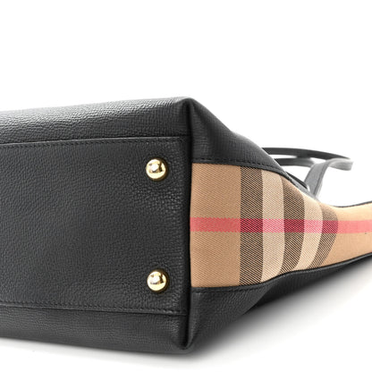Burberry Derby Calfskin House Check Medium Welburn Tote Black 9 of 10