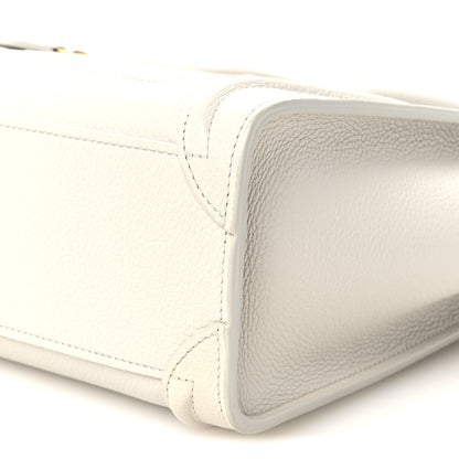 Celine Drummed Calfskin Nano Luggage Chalk 10 of 10