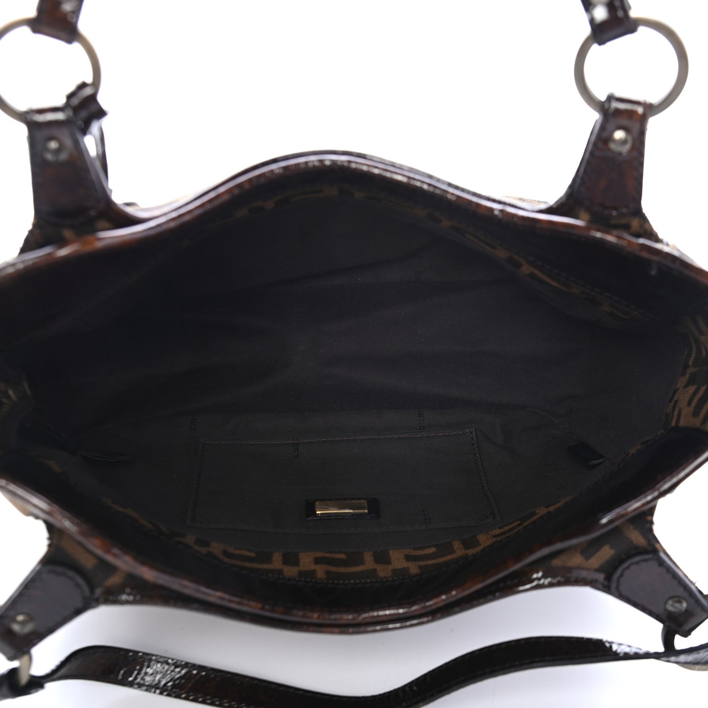 Zucca Patent Small Chef Shopping Tote Tobacco Moro
