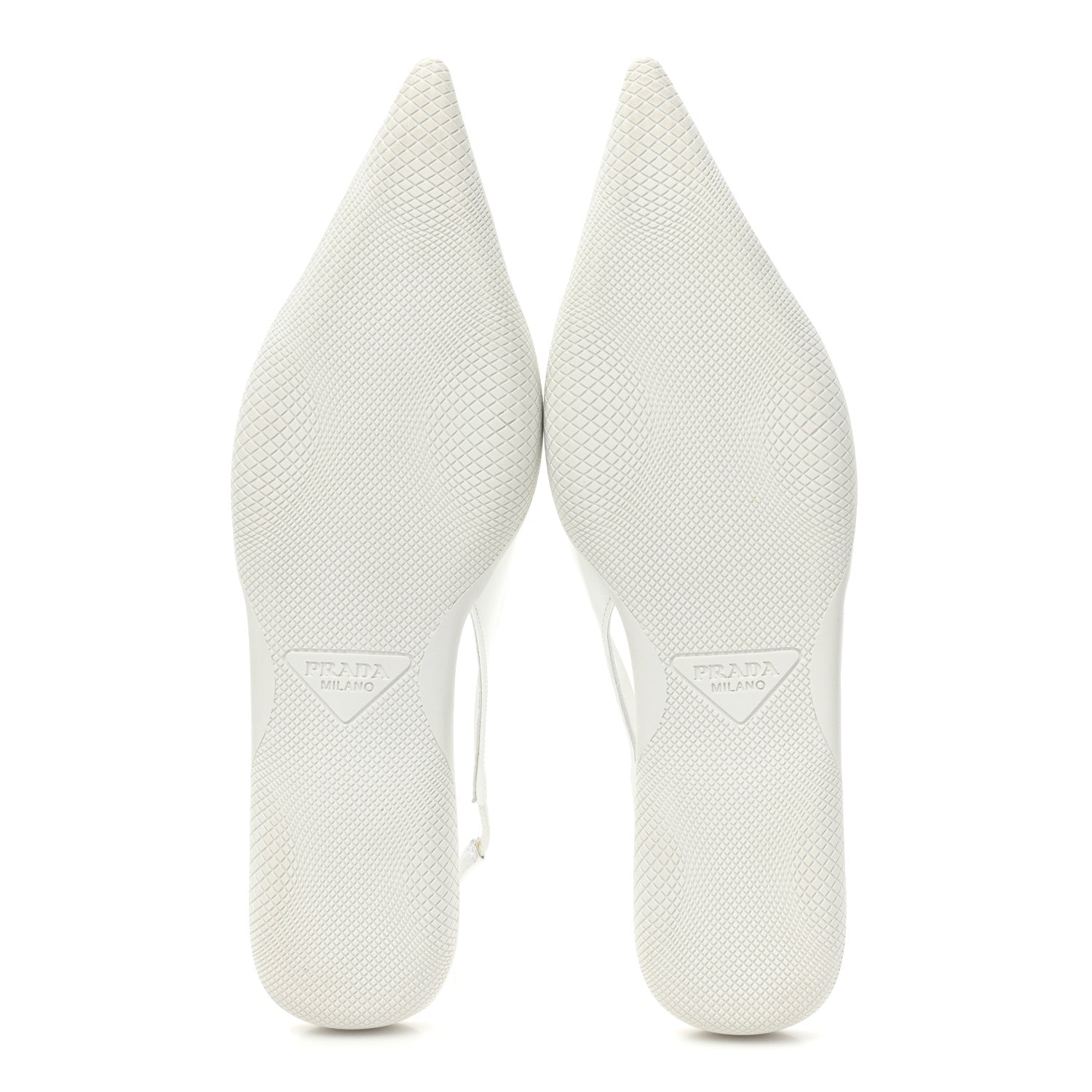 Prada Spazzolato Triangle Logo Pointed Toe Slingback Flats 37 White 5 of 12