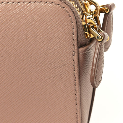 Prada Saffiano Lux Mini Double Zip Chain Crossbody Bag Cammeo 10 of 10