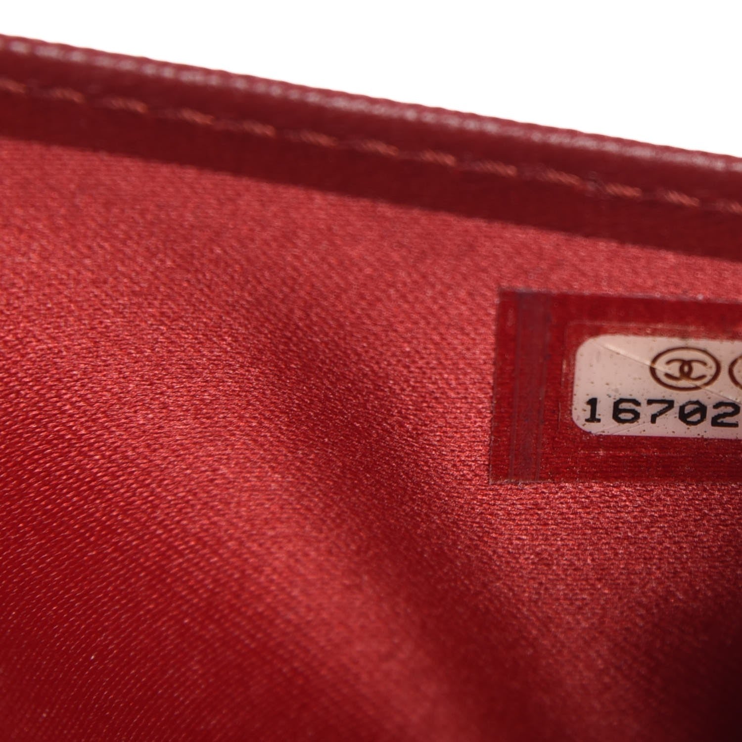Chanel Lambskin Camellia Embossed Yen Wallet Dark Red 8 of 9