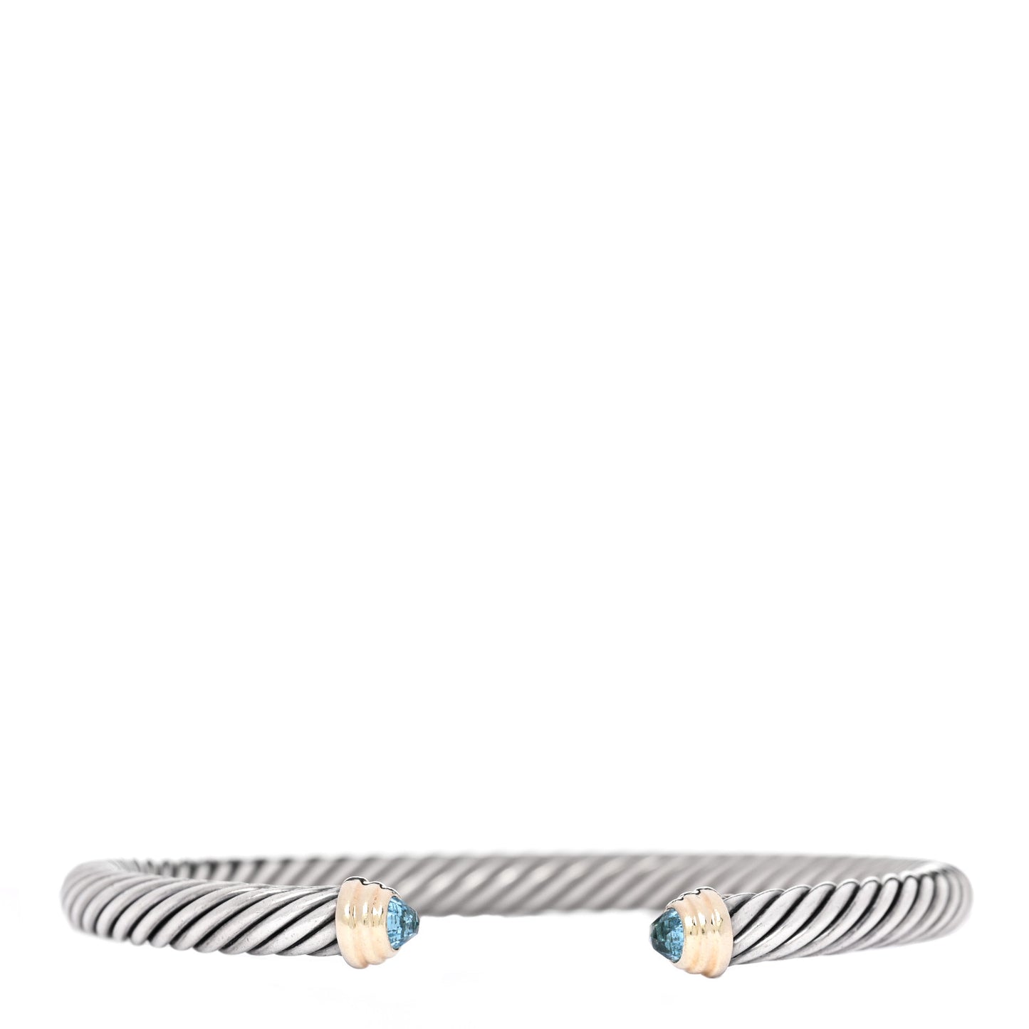 Sterling Silver 14K Yellow Gold Blue Topaz 5mm Cable Classics Petite Color Bracelet