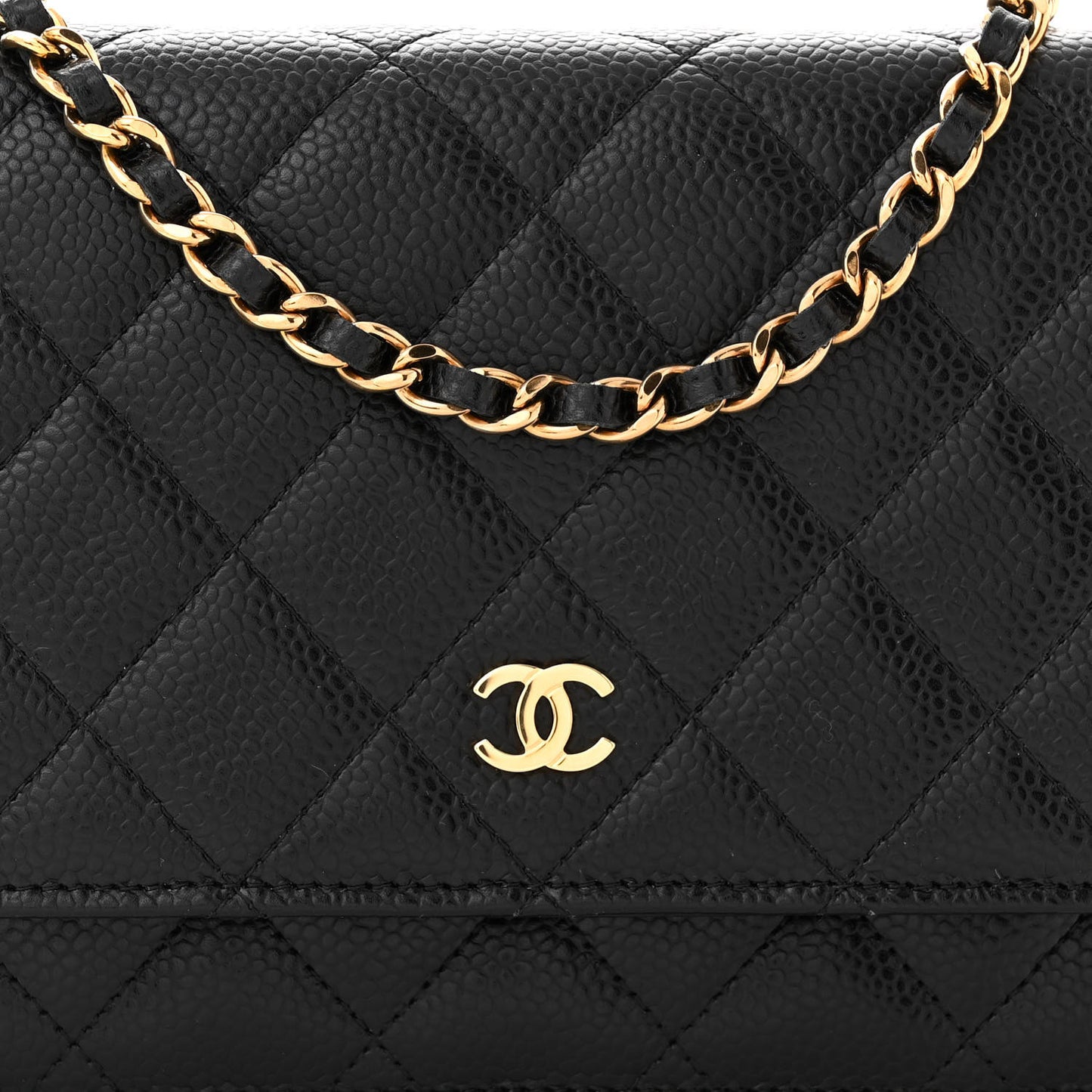 Caviar Quilted Wallet On Chain WOC Black