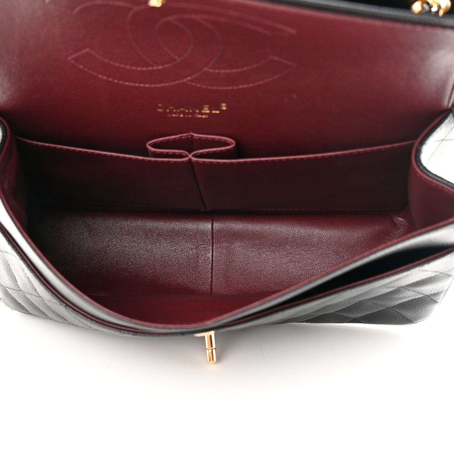 Caviar Quilted Jumbo Double Flap Black