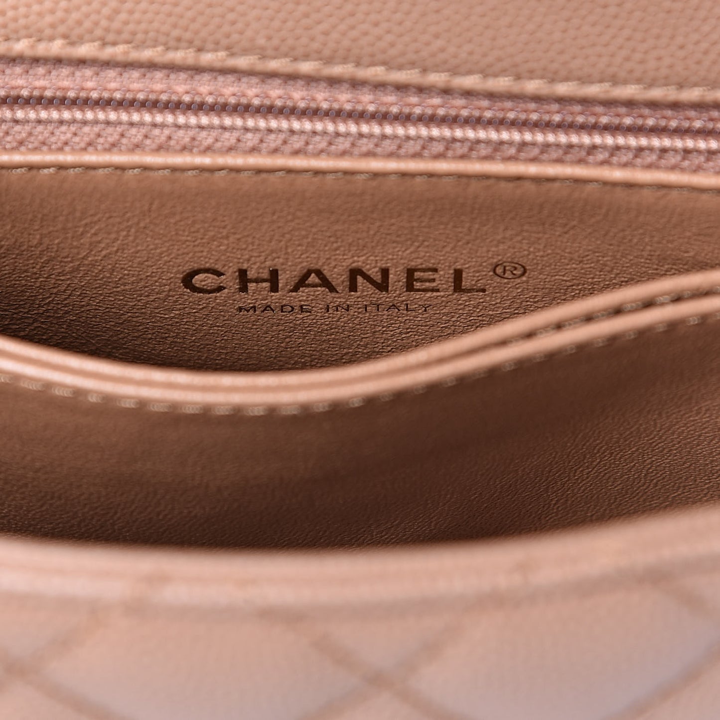Caviar Lizard Quilted Mini Coco Handle Flap Beige