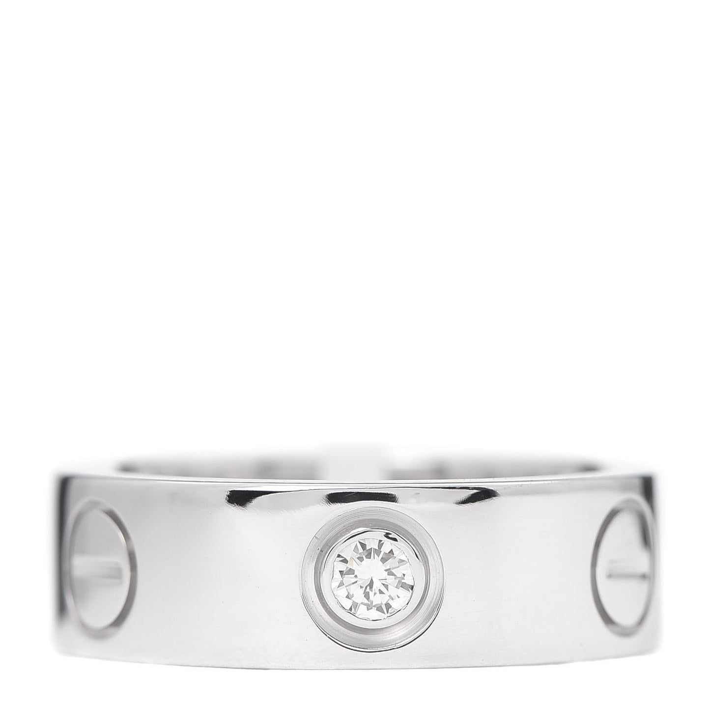 18K White Gold 3 Diamond 5.5mm LOVE Ring 46 3.75
