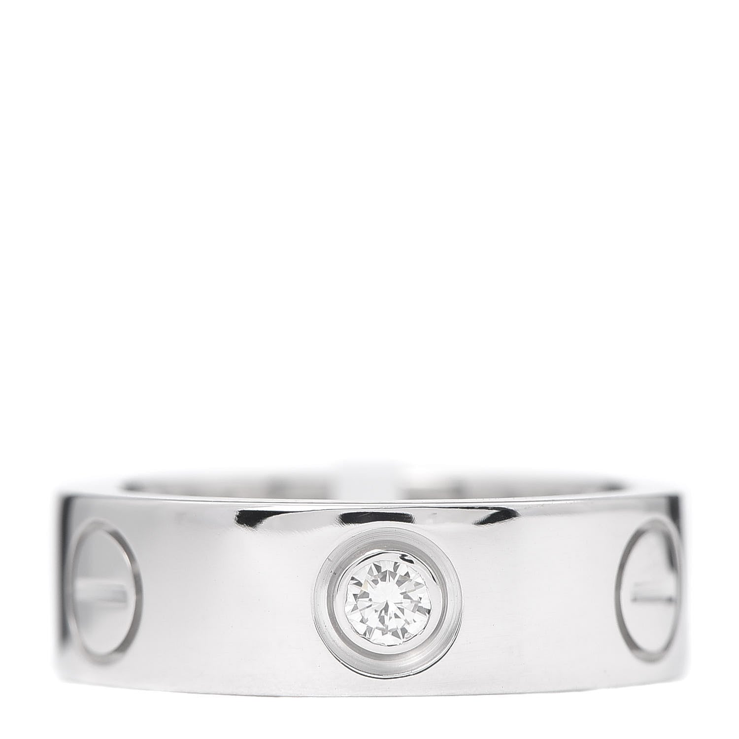 Cartier 18K White Gold 3 Diamond 5.5mm LOVE Ring 46 3.75 3 of 6