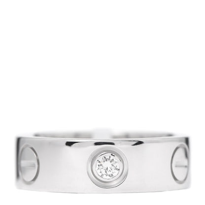 Cartier 18K White Gold 3 Diamond 5.5mm LOVE Ring 46 3.75 3 of 6