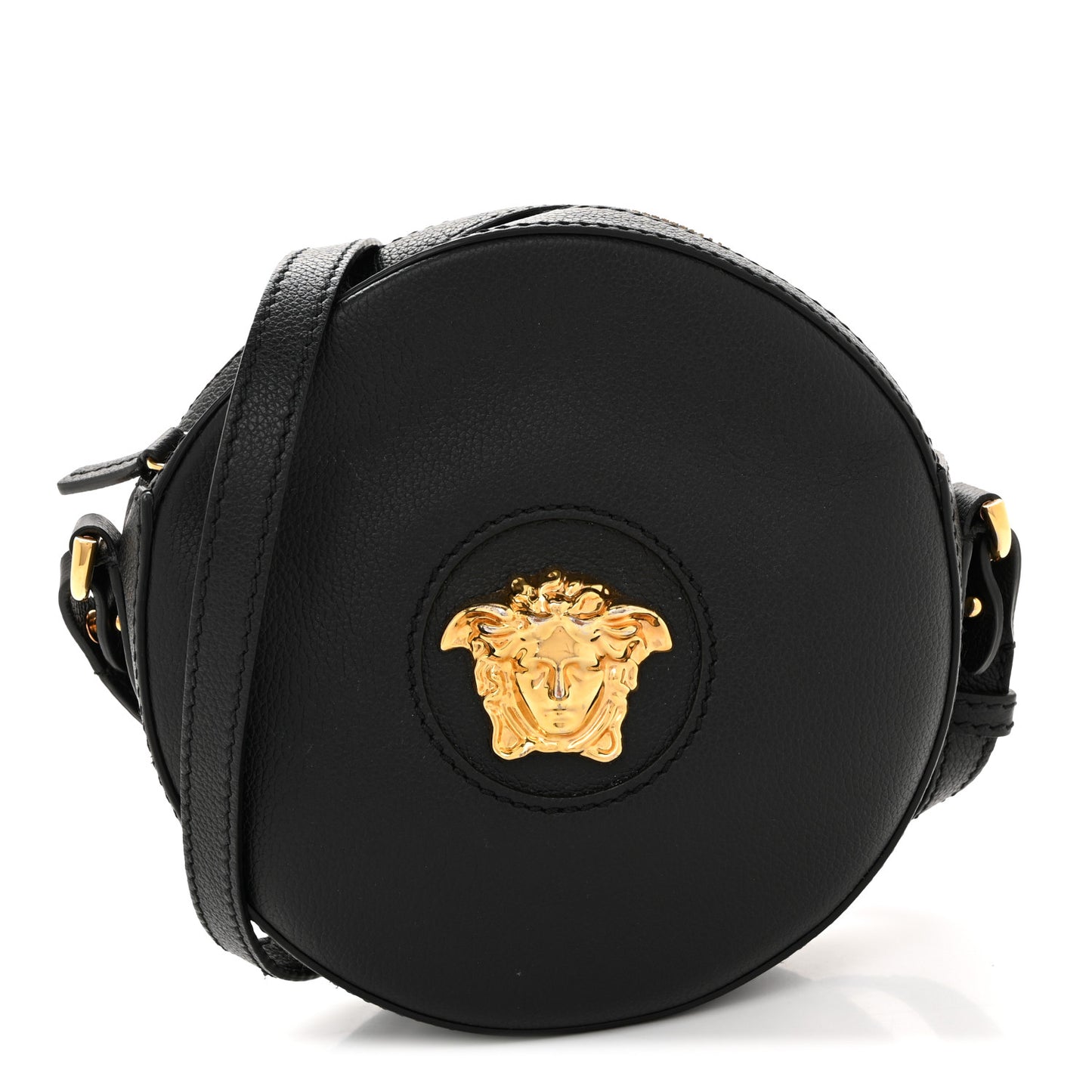 Calfskin La Medusa Round Camera Bag Black