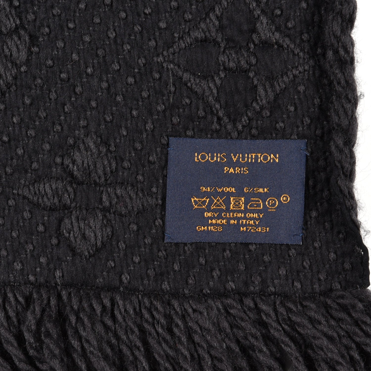 Louis Vuitton Wool Silk Logomania Scarf Black 4 of 4