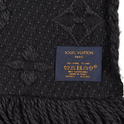 Louis Vuitton Wool Silk Logomania Scarf Black 4 of 4