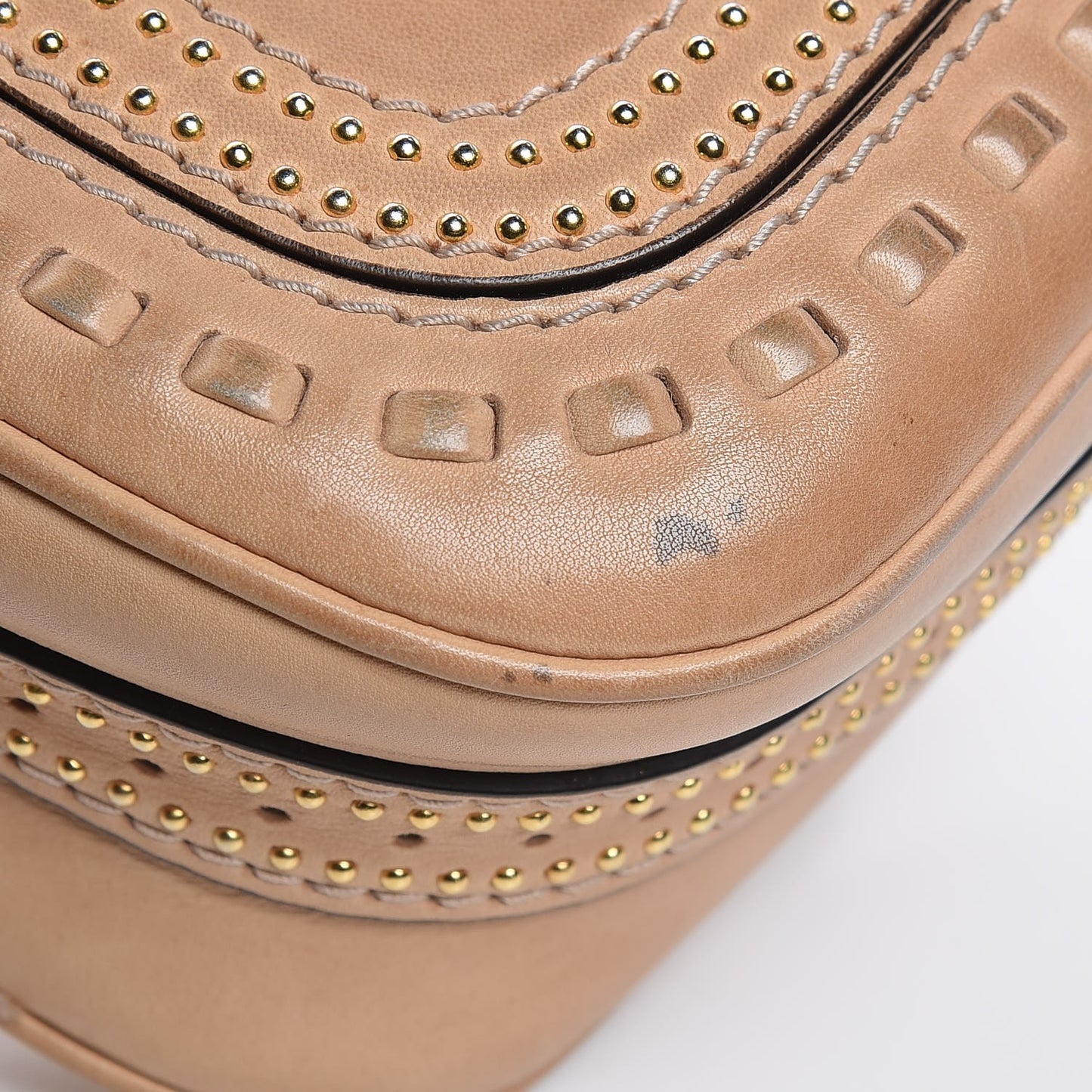 Calfskin Small Snaffle Bit Shoulder Bag Beige