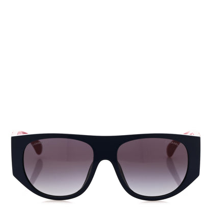 Chanel Acetate Quilted CC Pilot Sunglasses 71465 Blue Red 2 of 8