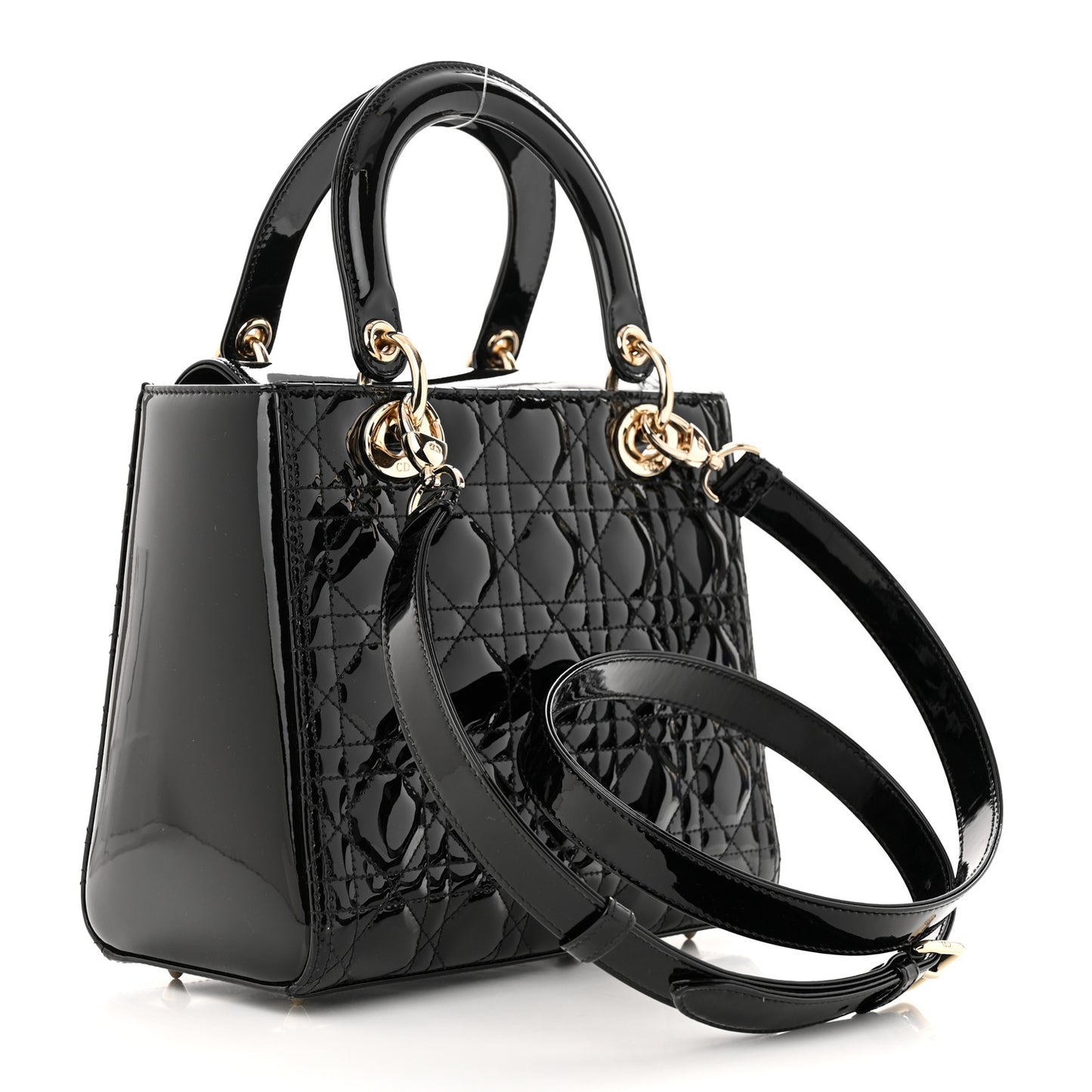 Patent Cannage Medium Lady Dior Black