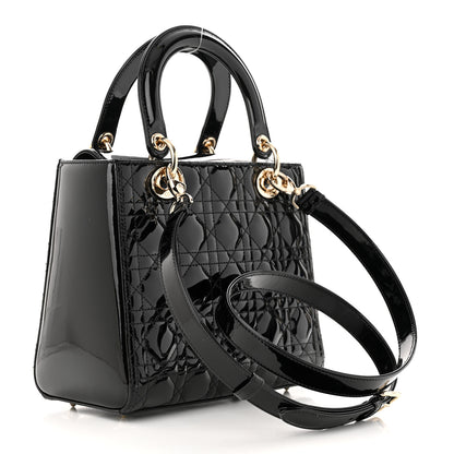 Christian Dior Patent Cannage Medium Lady Dior Black 3 of 12