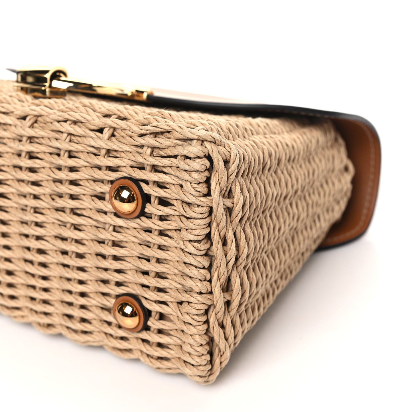 Calfskin Wicker Margot Top Handle Satchel Brown