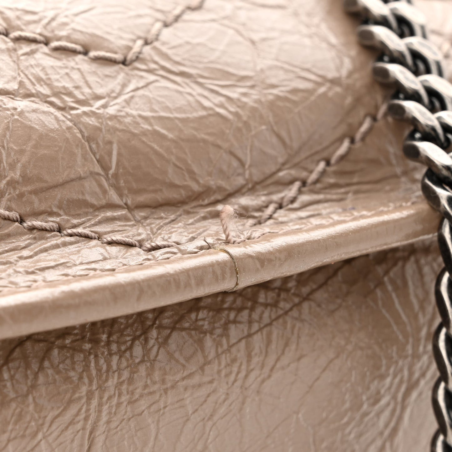Crinkled Calfskin Matelasse Monogram Niki Chain Wallet Dusty Grey